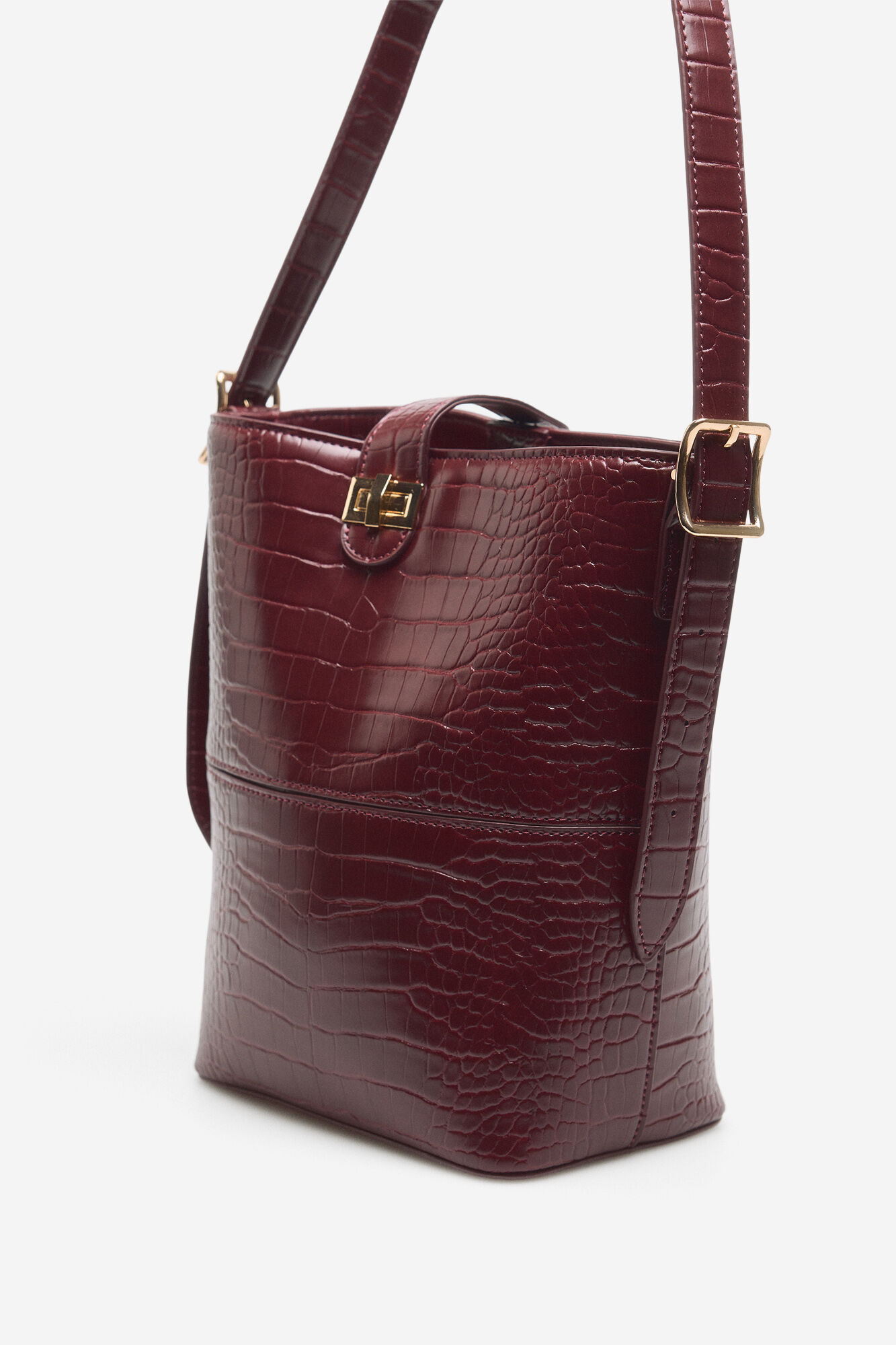 Milano Bolsa de hombro efecto cocodrilo Marr&oacute;n Oscuro