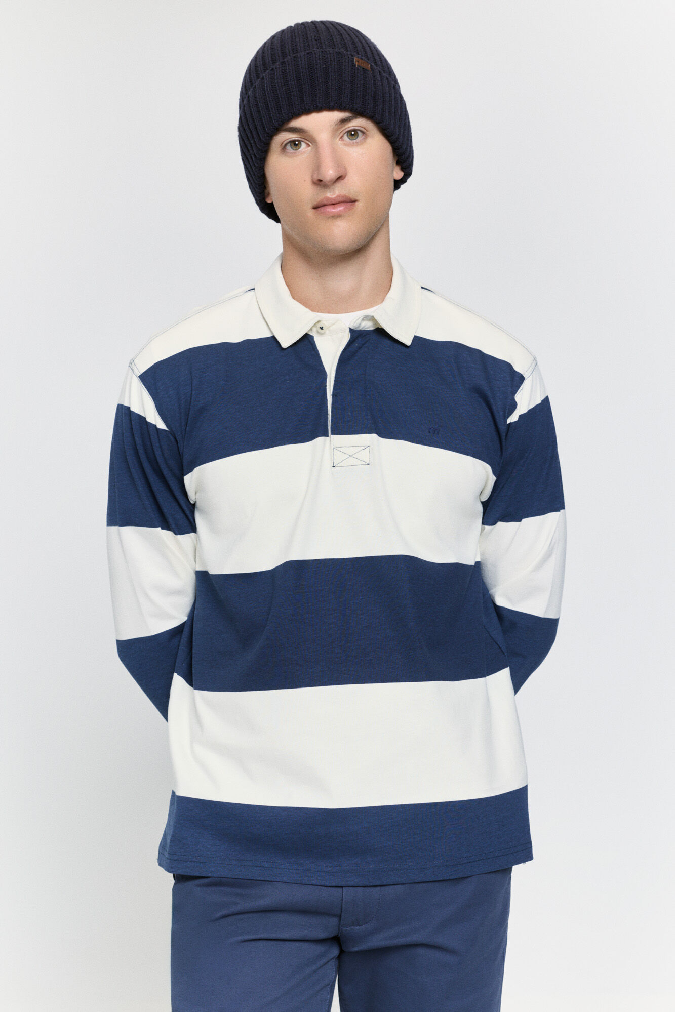 Milano Polo estilo rugby a rayas Navy