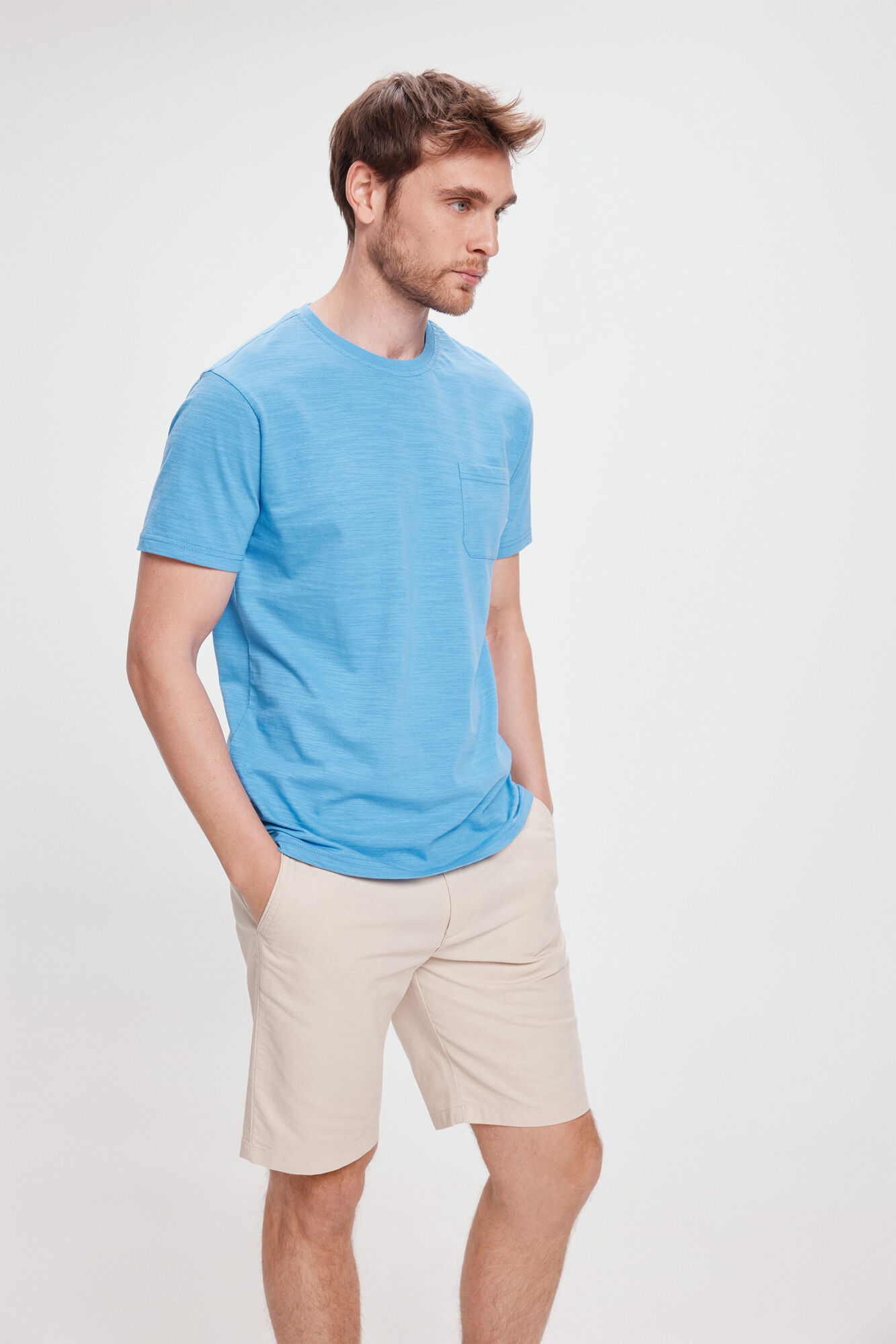 Milano Camiseta b&aacute;sica con Bolsillo Azul