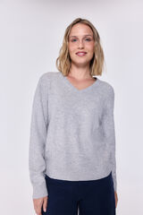 Milano Tejido jersey con cuello en pico Gris Claro