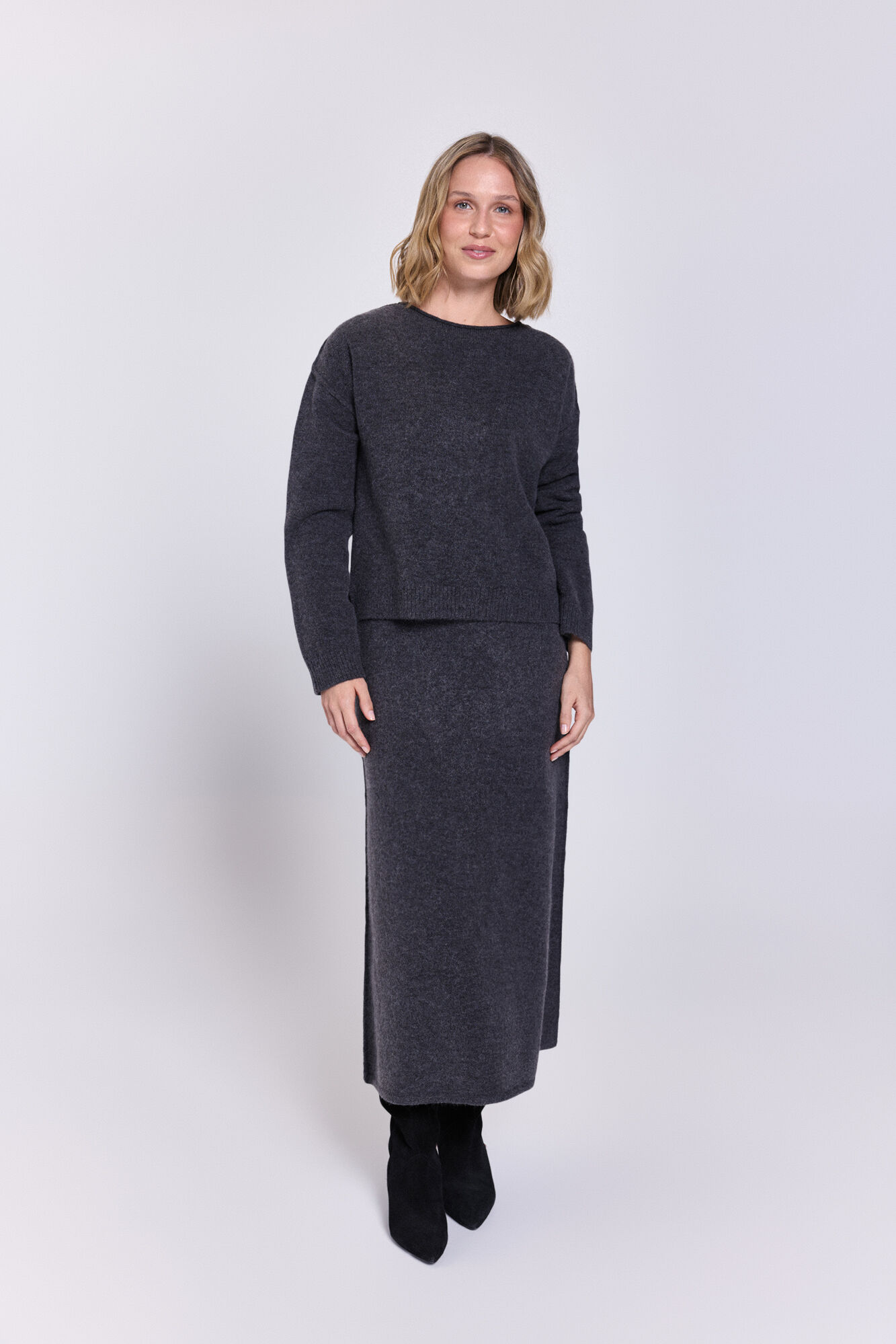 Milano Jersey estructurado de corte extragrande Gris Oscuro