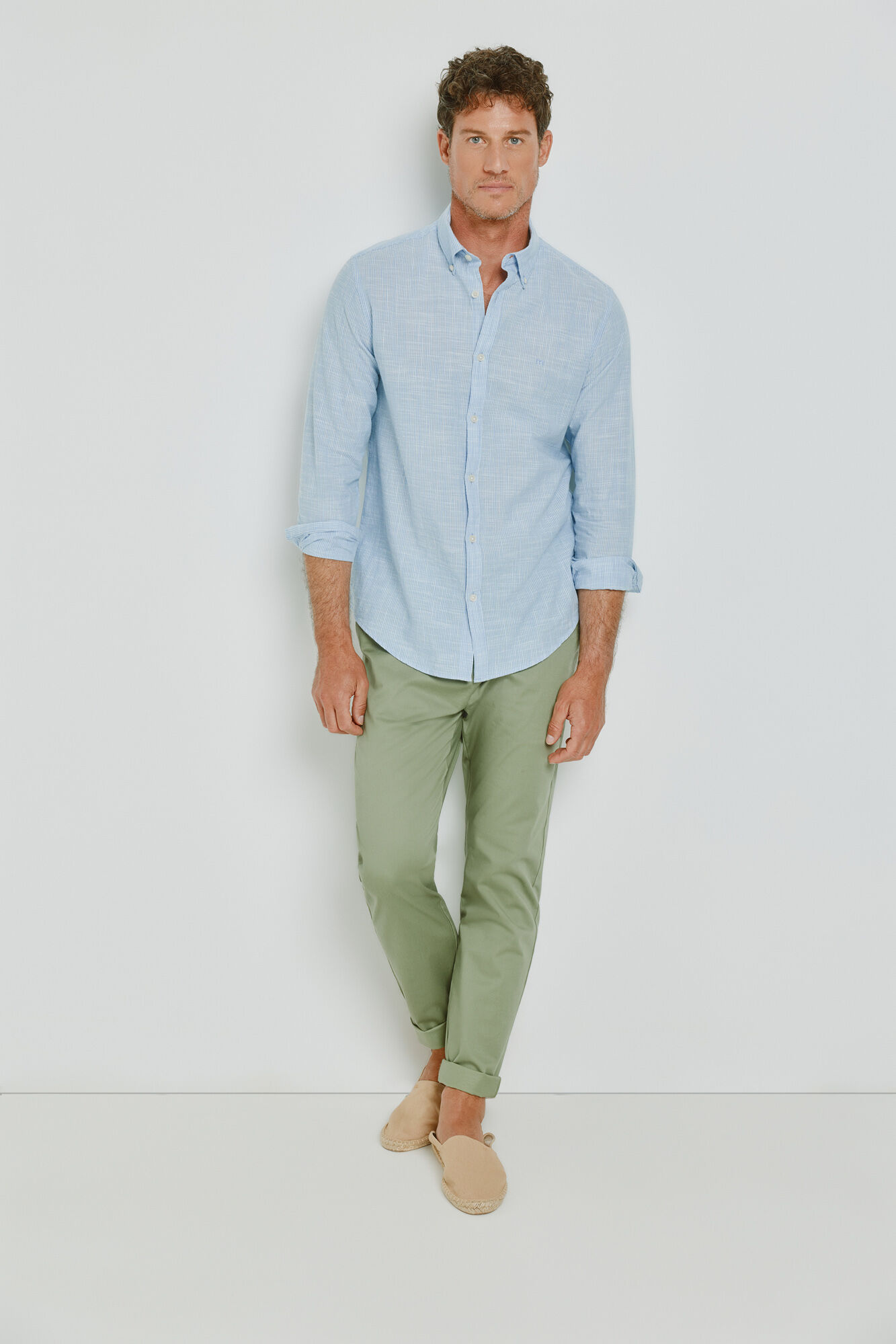 Milano Camisa de rayas manga larga Azul Claro