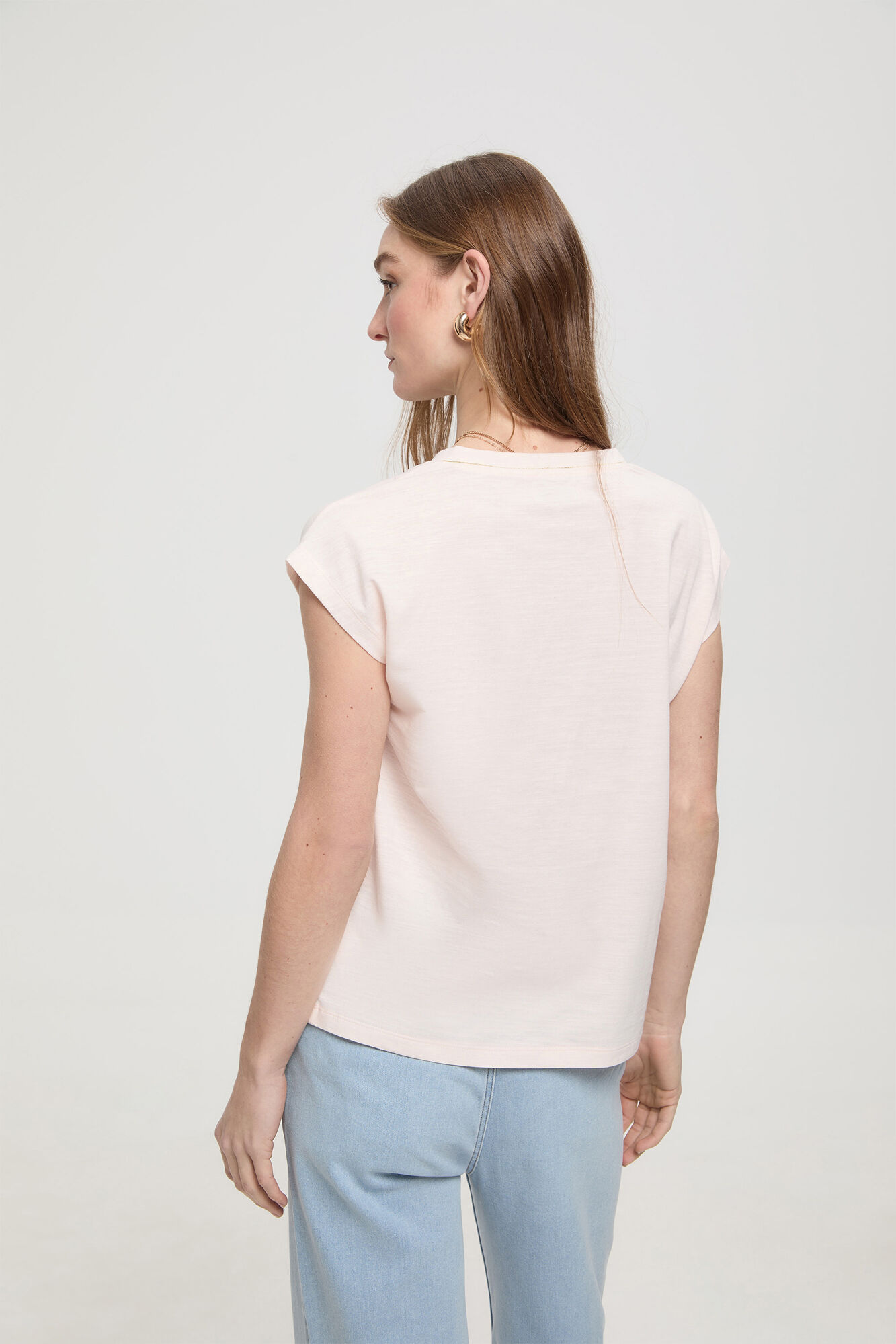 Milano Camiseta escote pico fornitura de lurex Rosa