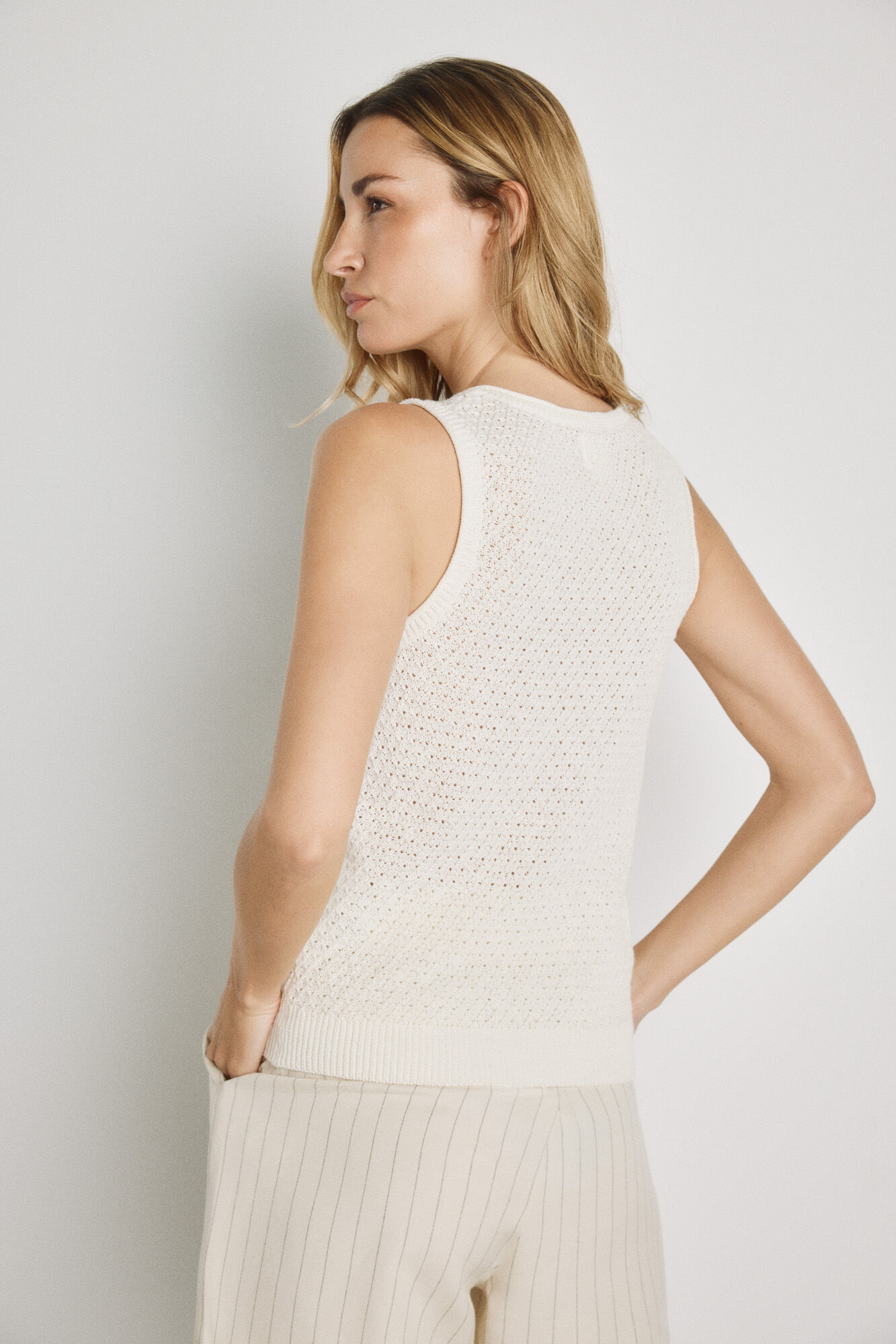 Milano Top de tejido con estructura Beige