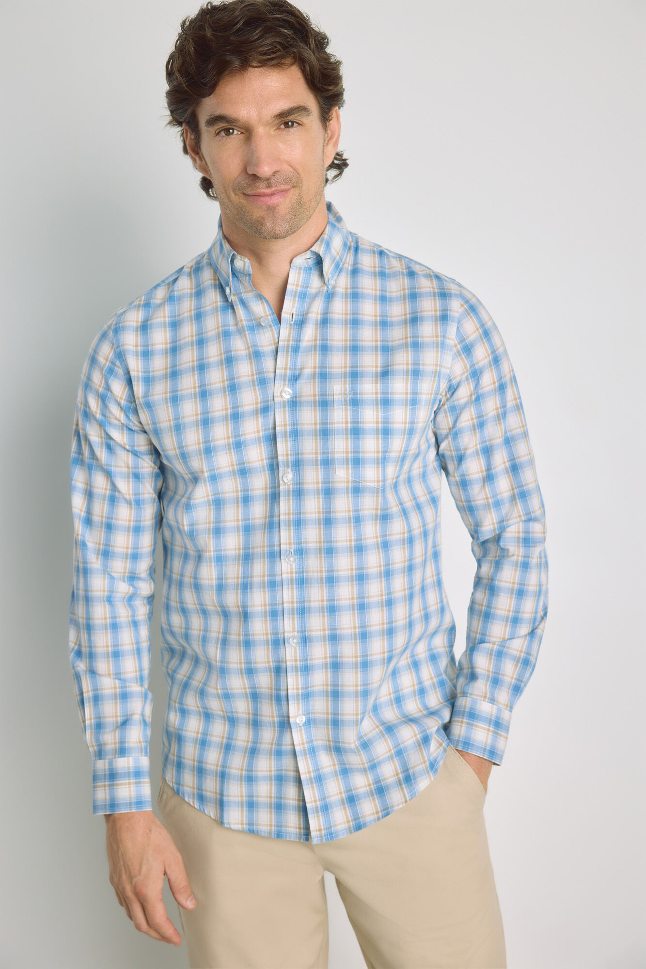 Milano Camisa de cuadros manga larga Azul