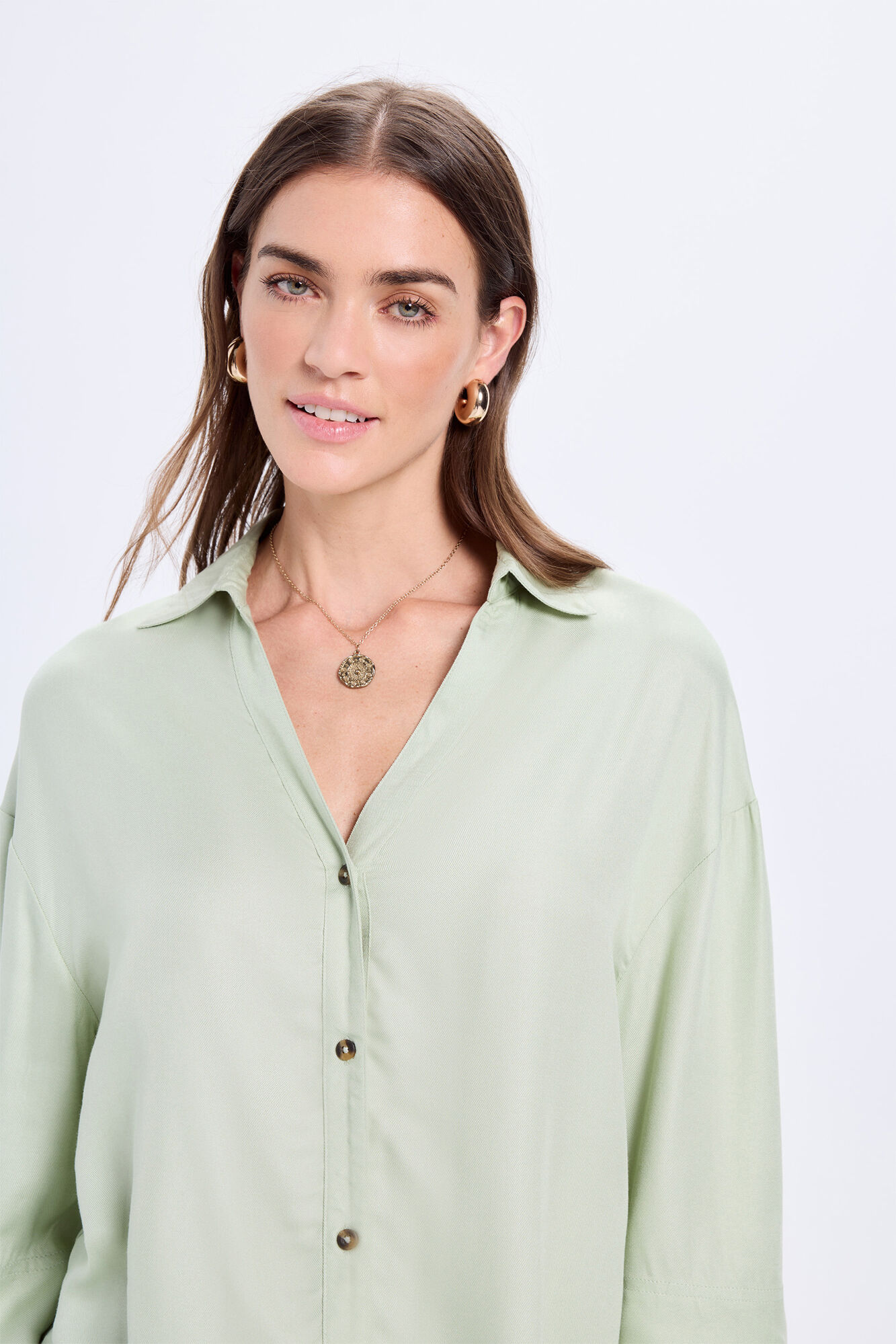 Milano Blusa con cuello de polo Verde