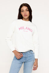Fifty Outlet Sudadera logo estampado cuello rib Marfil