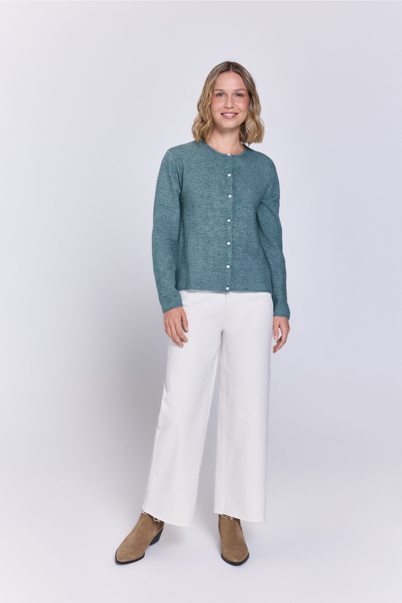 Milano C&aacute;rdigan de tejido con cierre de botones Azul turquesa