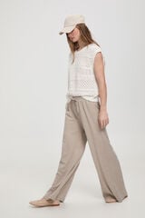 Fifty Outlet Pantalón ancho fluido Beige