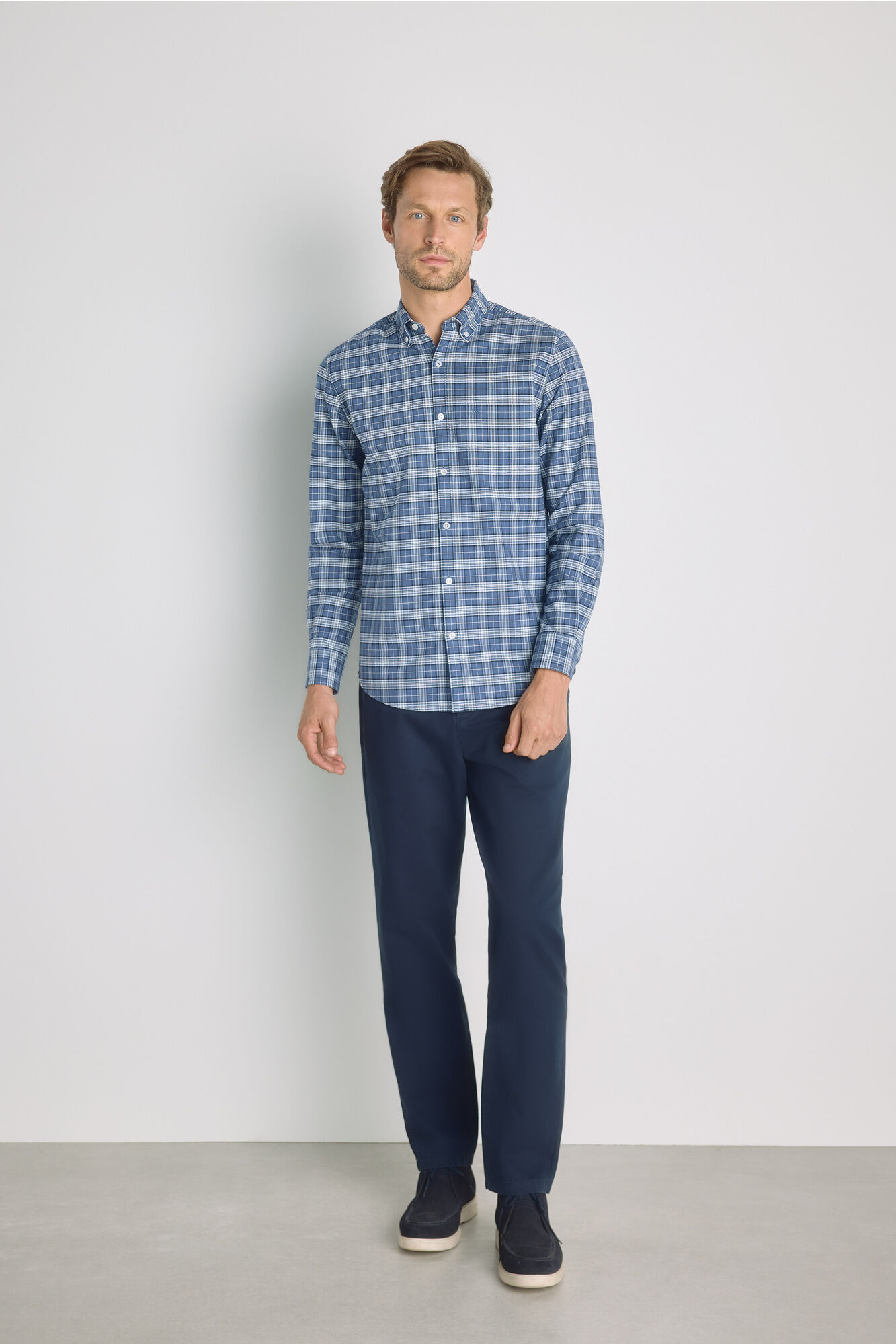 Milano Camisa de cuadros manga larga Azul Claro