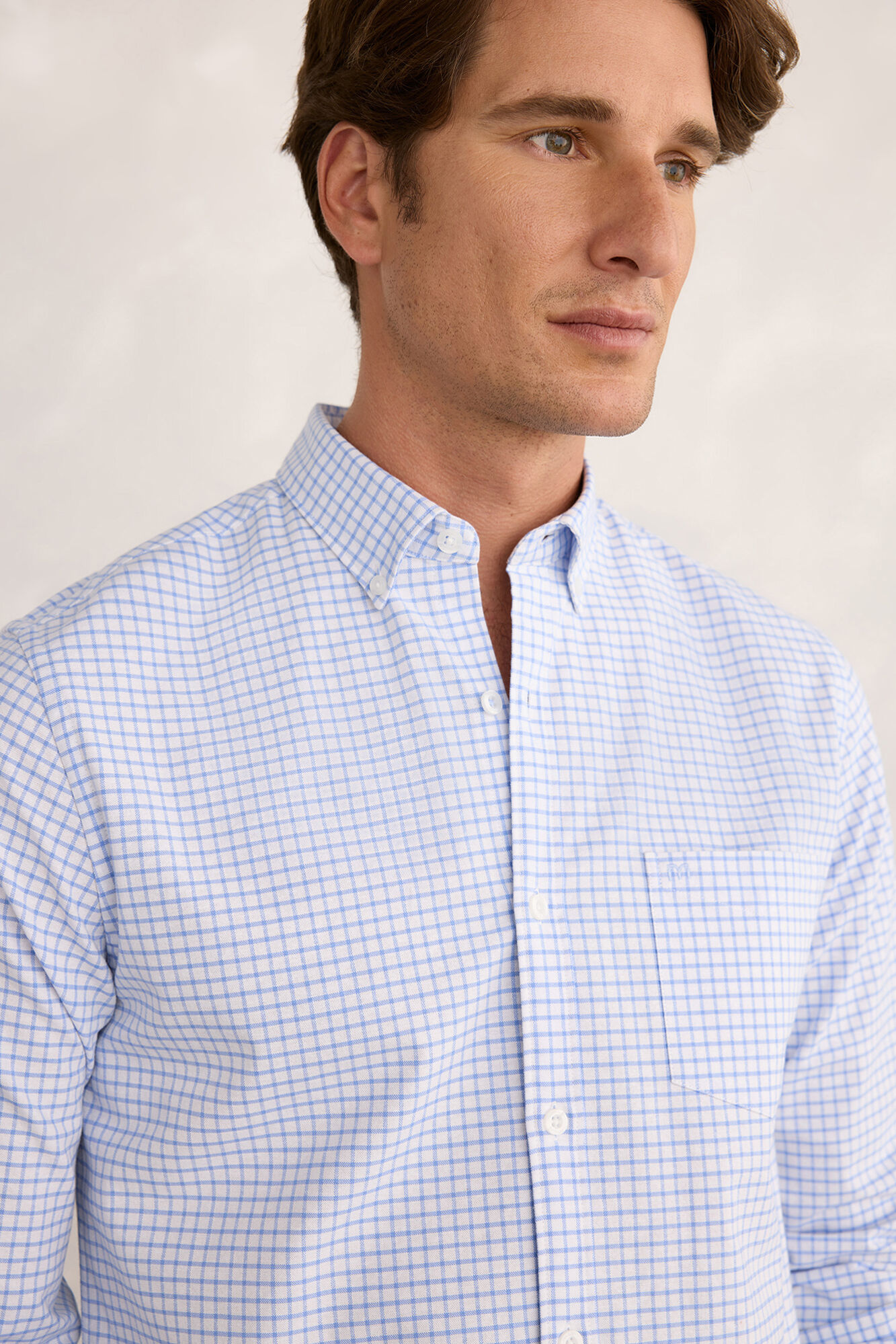 Milano Camisa deportiva a cuadros Azul Claro