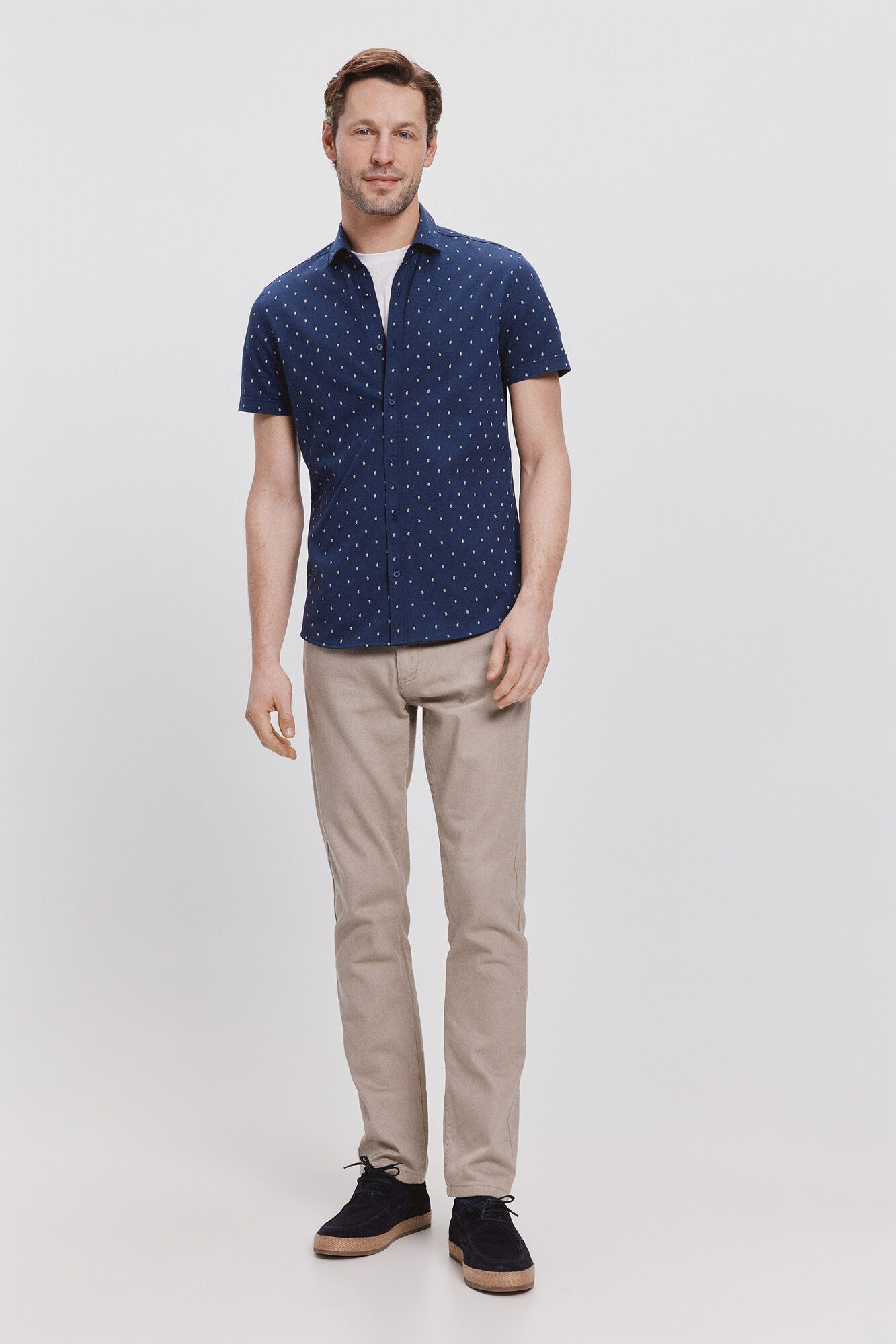 Milano Camisa Piqu&eacute; estampada Navy