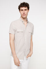 Fifty Outlet Camisa lisa aspecto lino Beige/Camel