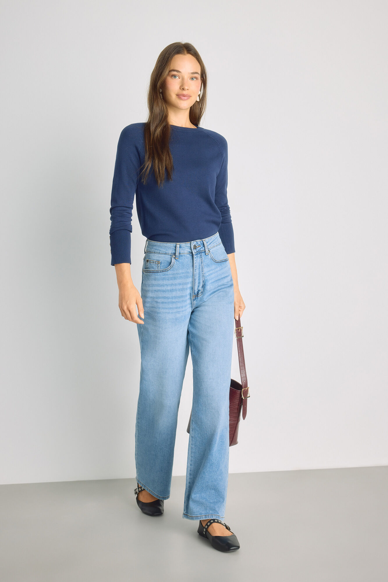 Milano Pantal&oacute;n de mezclilla ancho Azul Claro