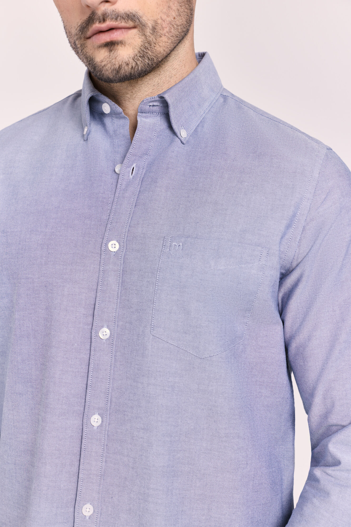 Milano Camisa lisa manga larga Navy