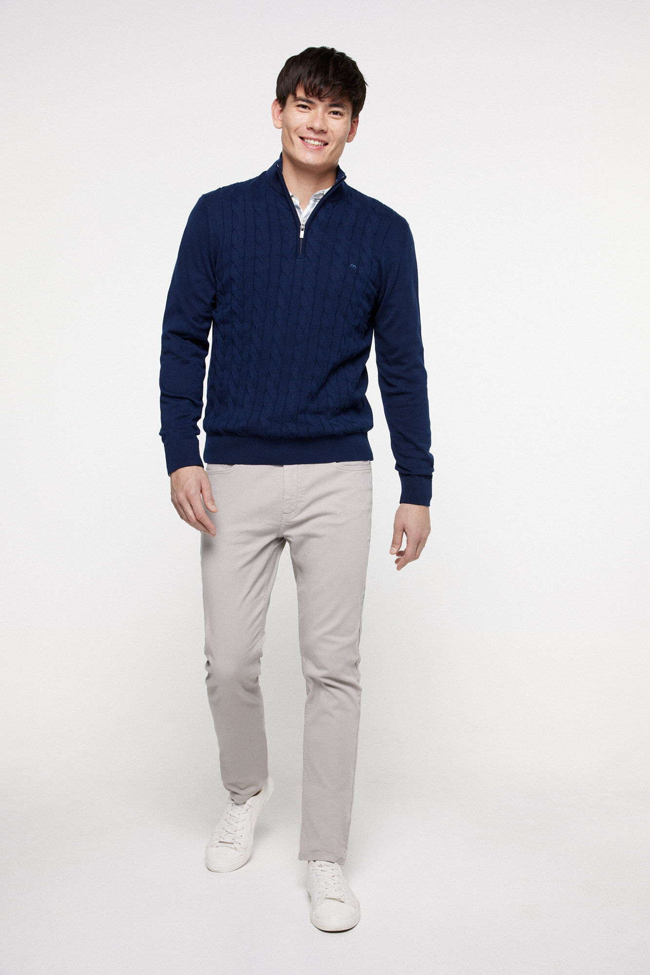 Milano Jersey Cables Cremallera Navy