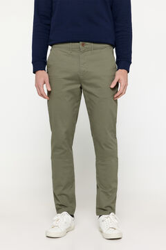 Fifty Outlet Pantalón Chino Liso Kaki Oscuro