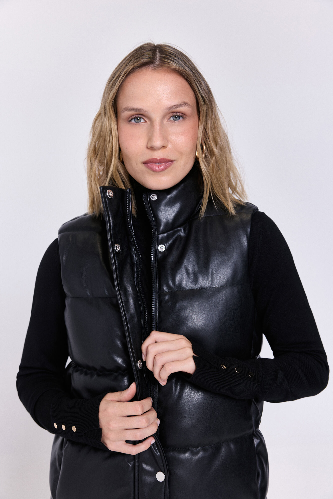 Milano Chaleco acolchado de piel Negro