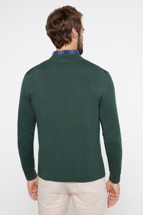 Fifty Outlet Jersey de cuello pico en algodón Verde