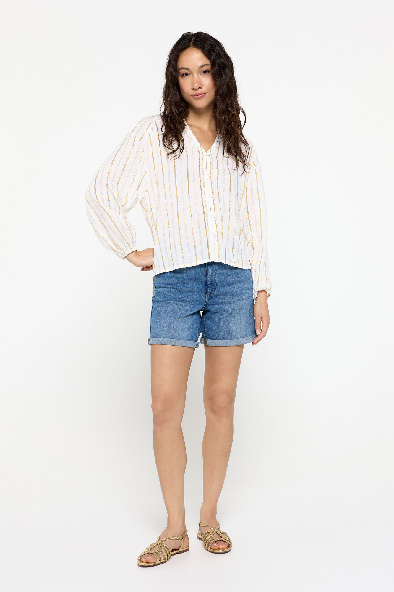 Milano Blusa fluida de rayas lurex Estampado