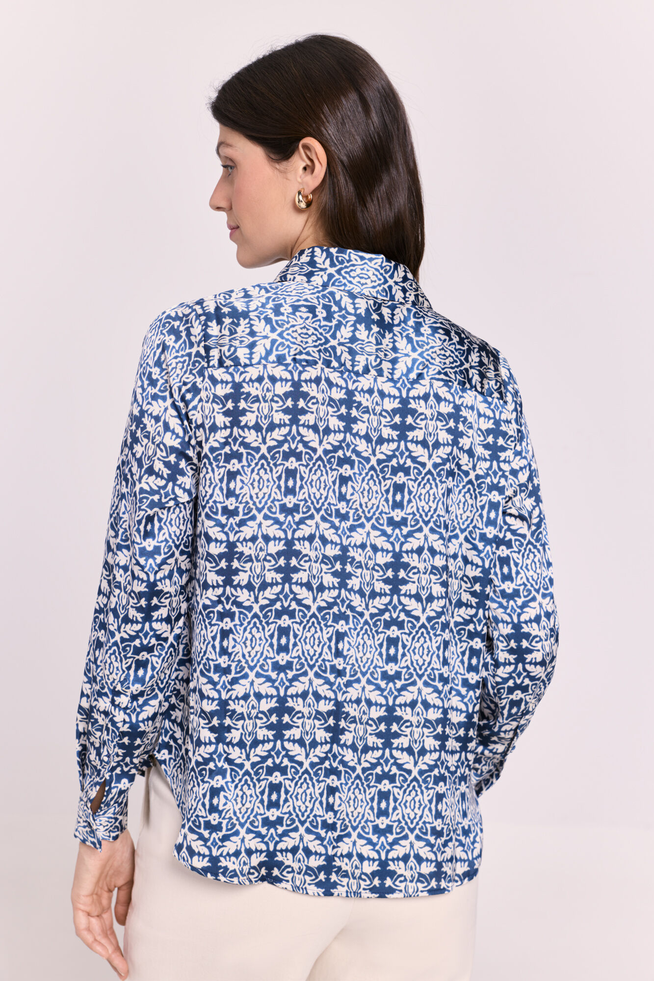 Milano Camisa satinada estampada Azul