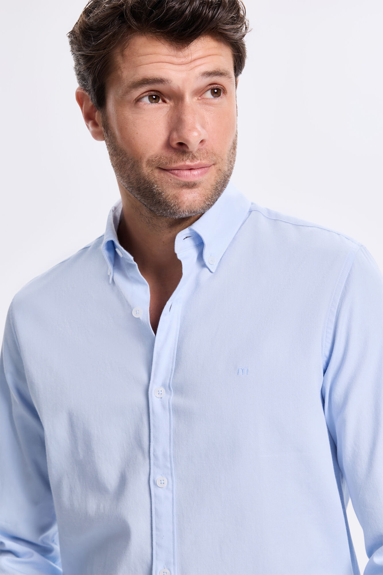 Milano Camisa de sarga liso Azul