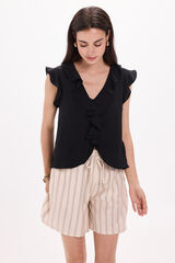 Fifty Outlet Blusa fluida con volantes Negro