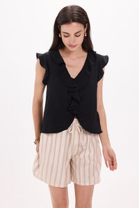 Fifty Outlet Blusa fluida con volantes Negro