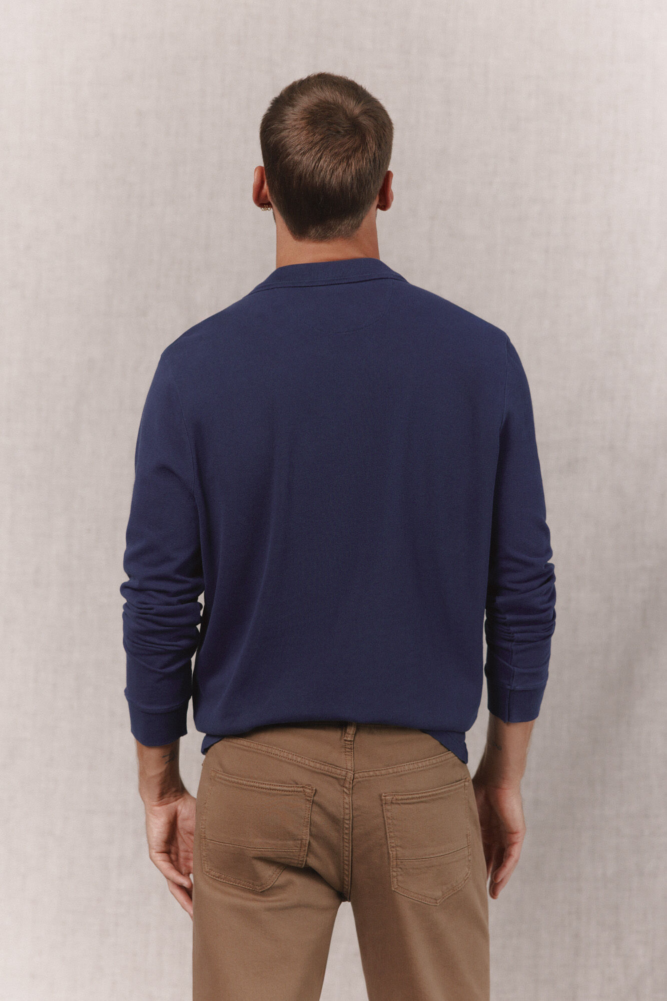 OOTO Polo de piqu&eacute; manga larga lavado Azul