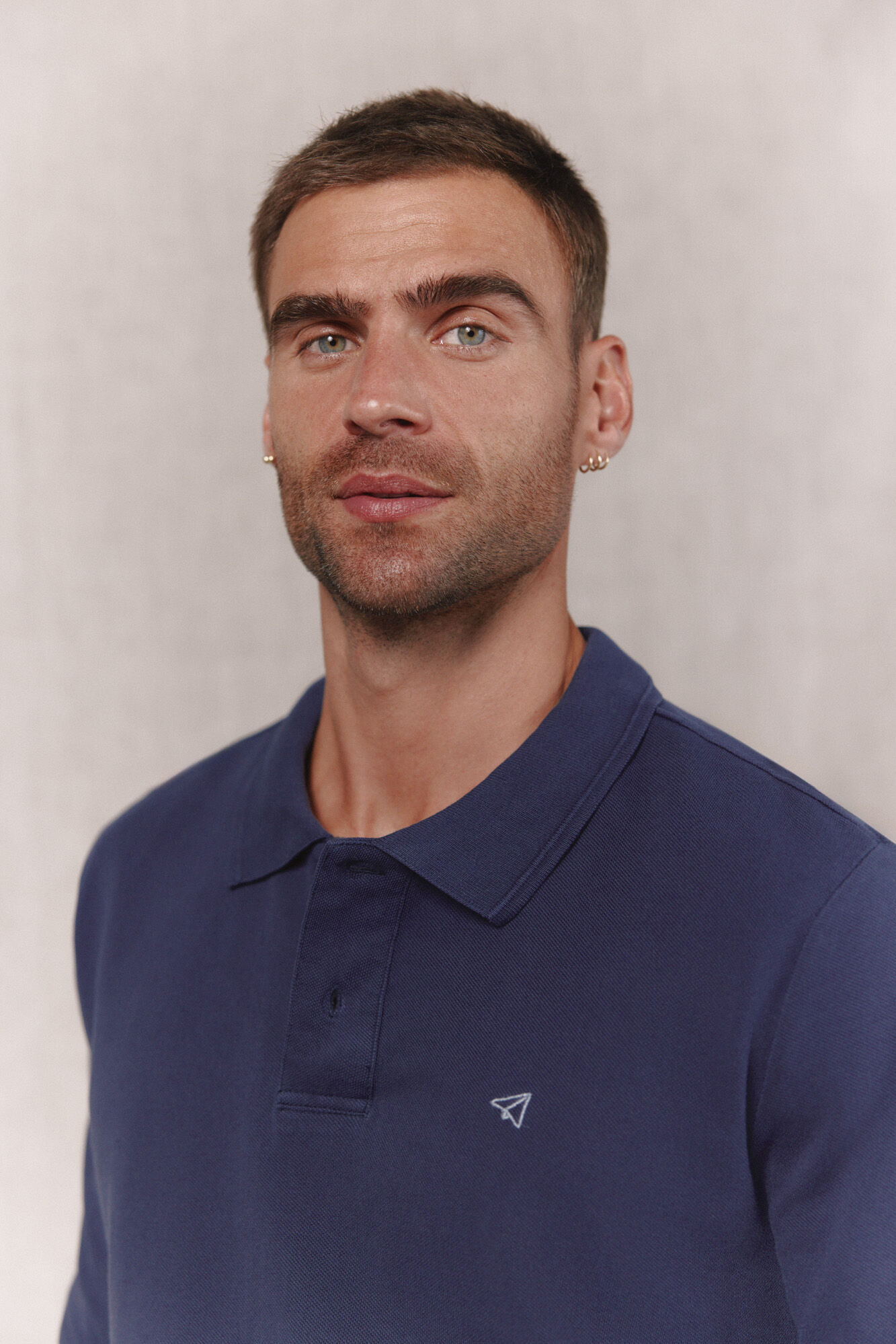 OOTO Polo de piqu&eacute; manga larga lavado Azul