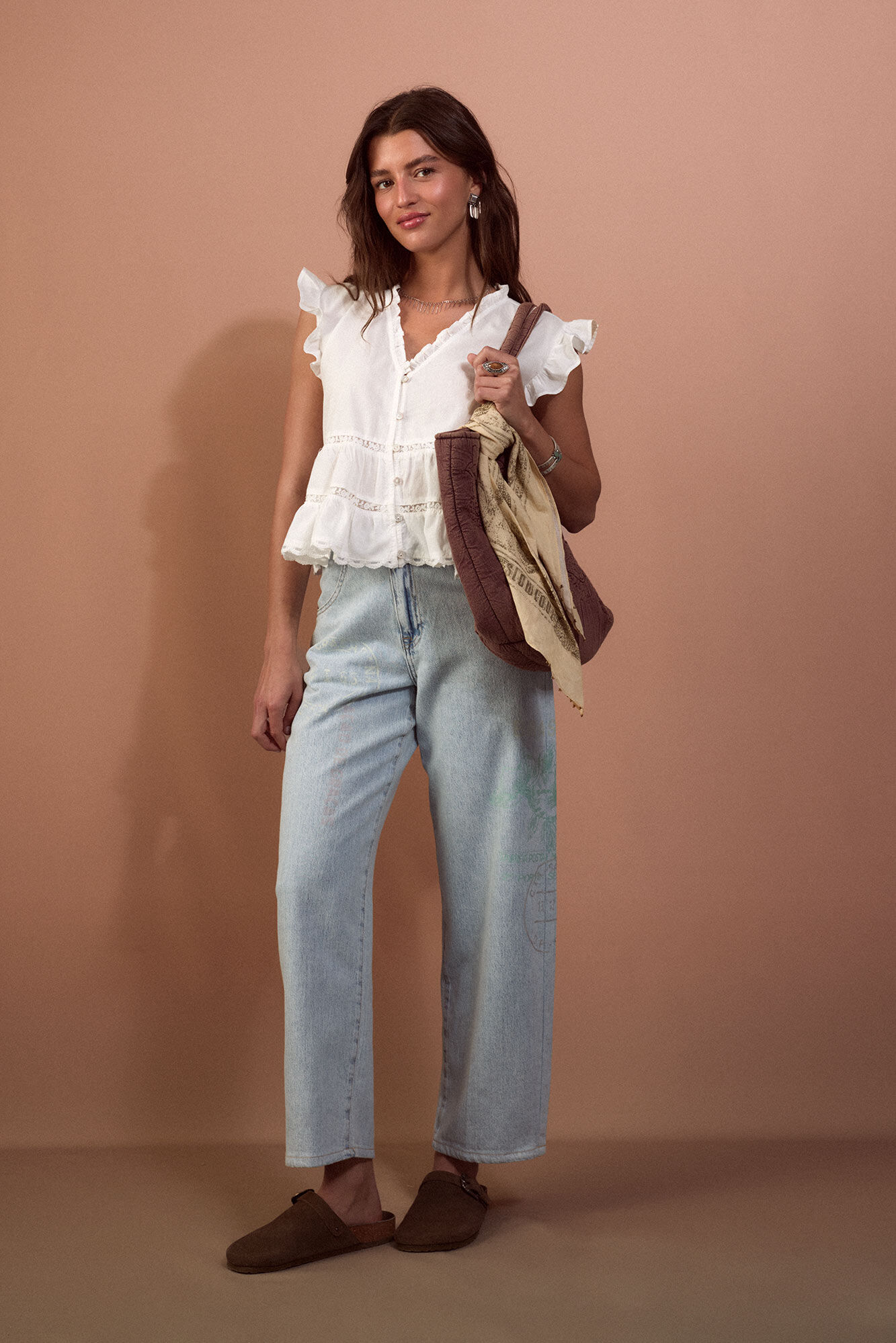 Slowlove Jeans Barrel Estampado Azul