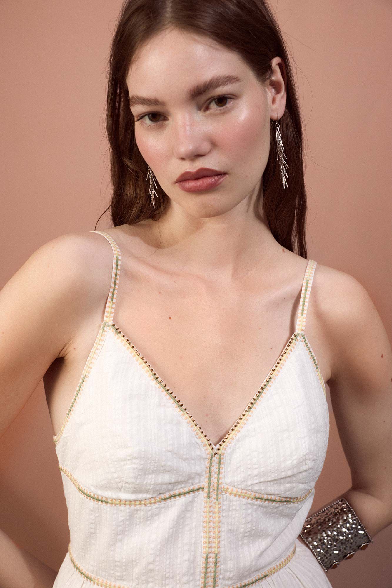 Slowlove Vestido bordados colores