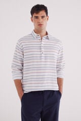 Springfield Camisa polera jacquard rayas horizontales azul tinta