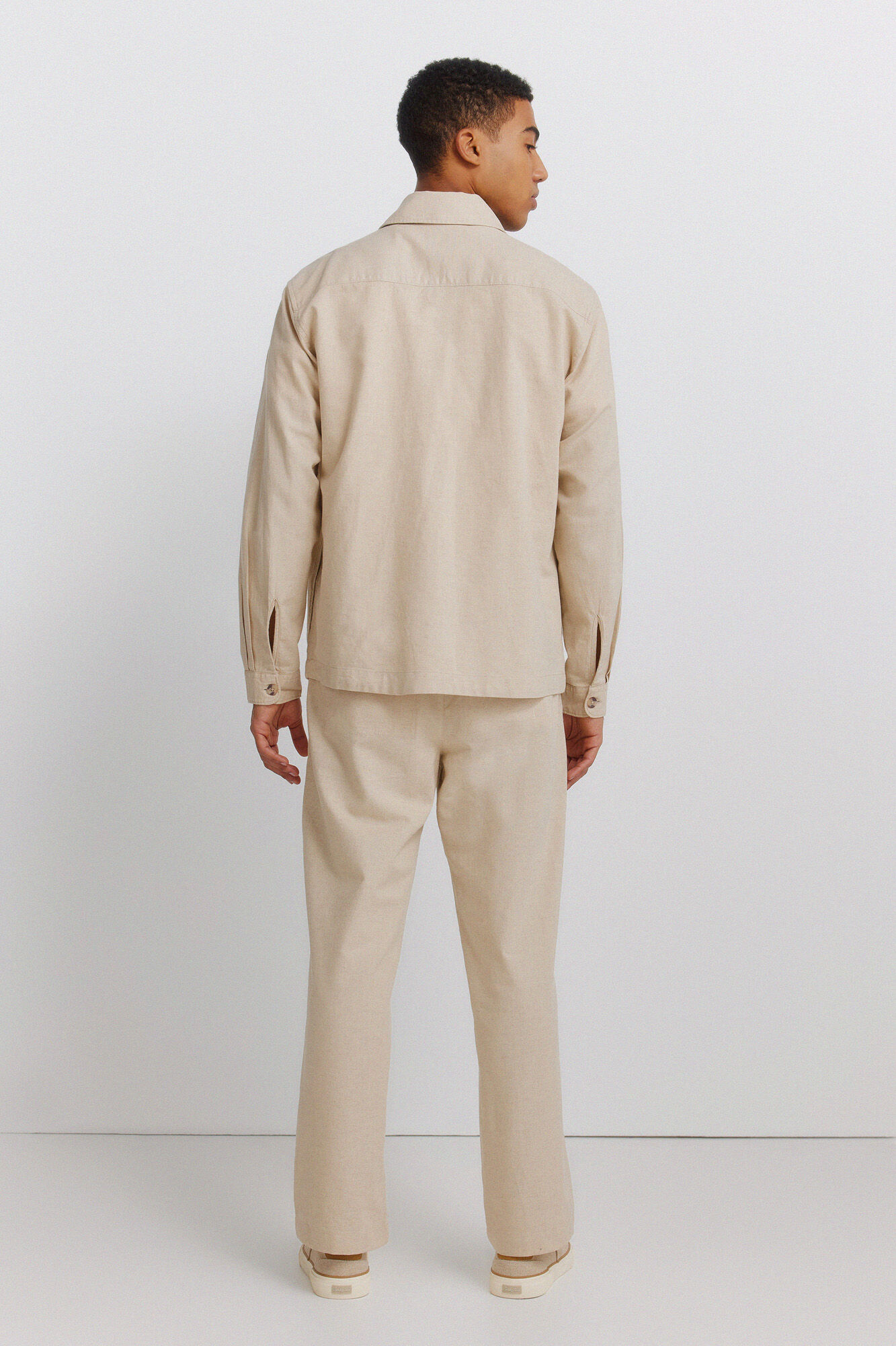 Springfield Pantal&oacute;n de corte recto de lino beige