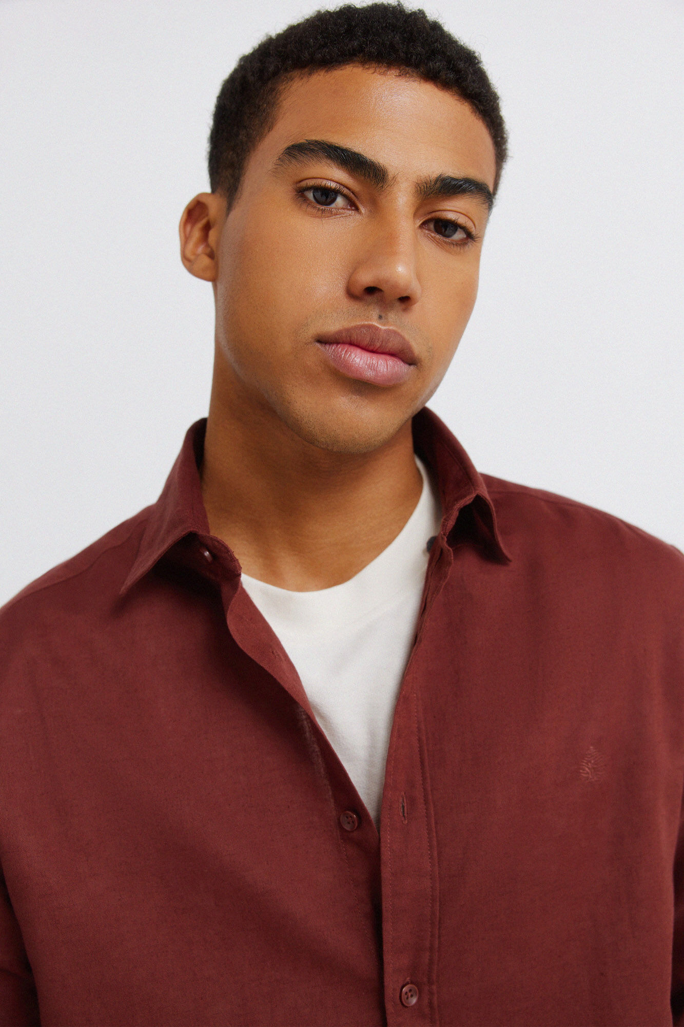 Springfield Sobrecamisa de lino con bolsillo overshirt naranja