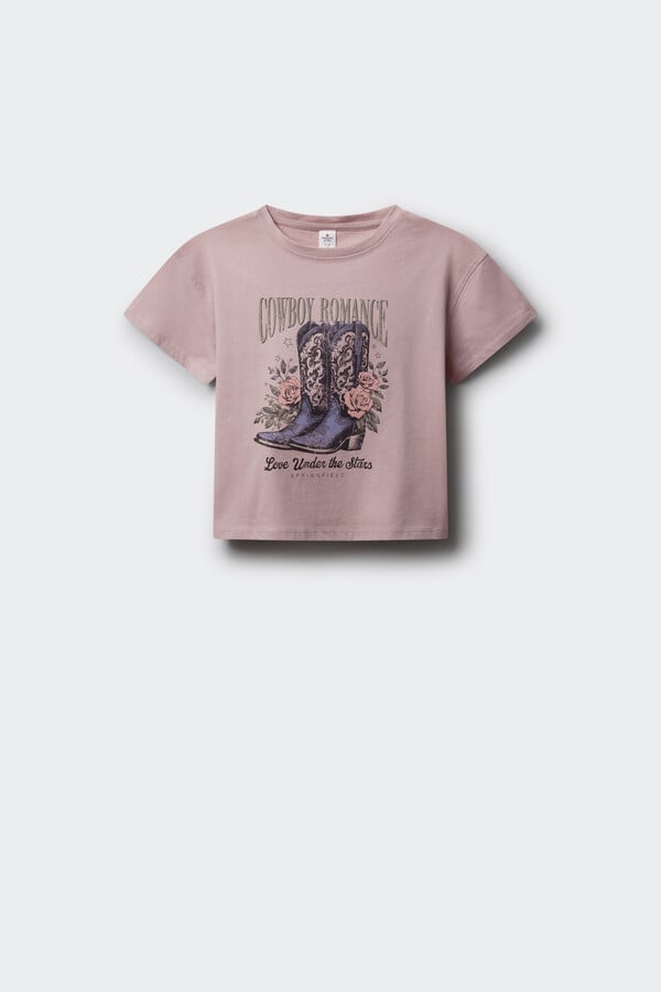 Springfield Kids Playera botas cowboy niña rosa