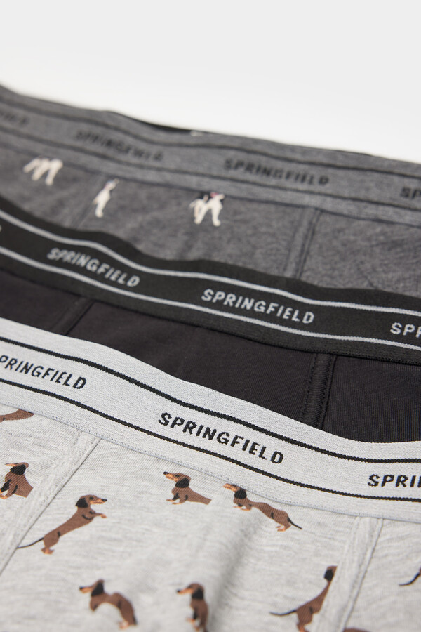 Springfield Pack 3 boxers algodón estampado perros negro