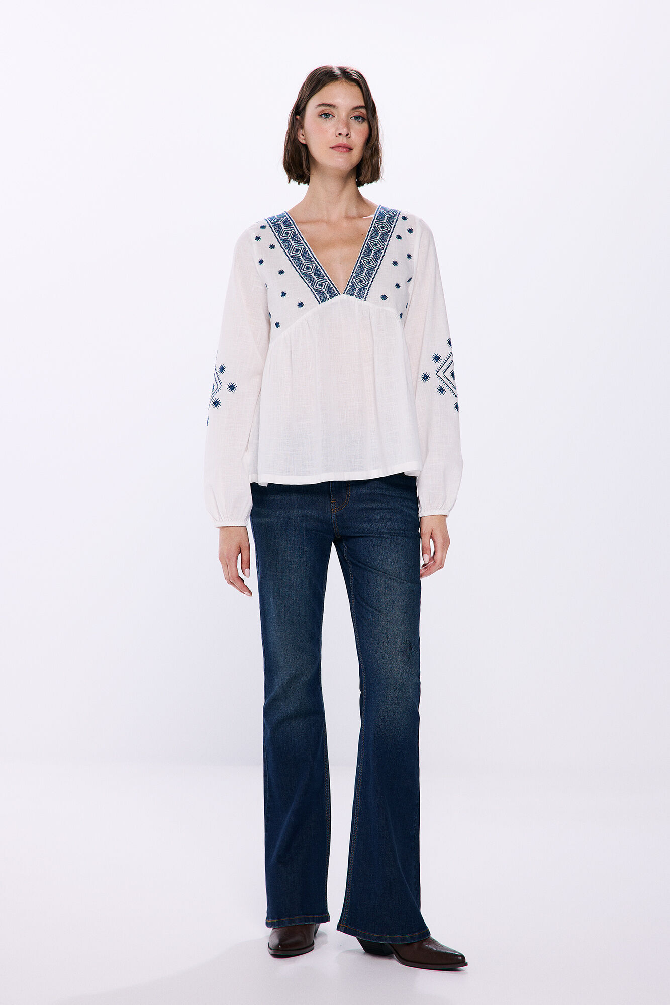 Springfield Blusa bordados  natural