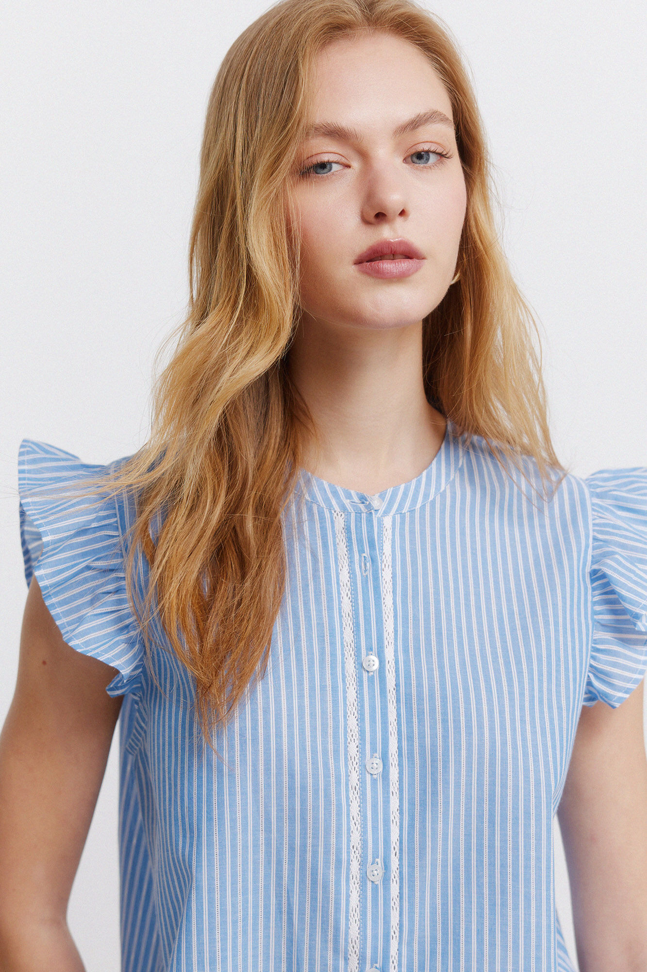 Springfield Blusa de encaje con volante