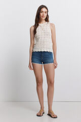 Springfield Short de mezclilla con encaje azul