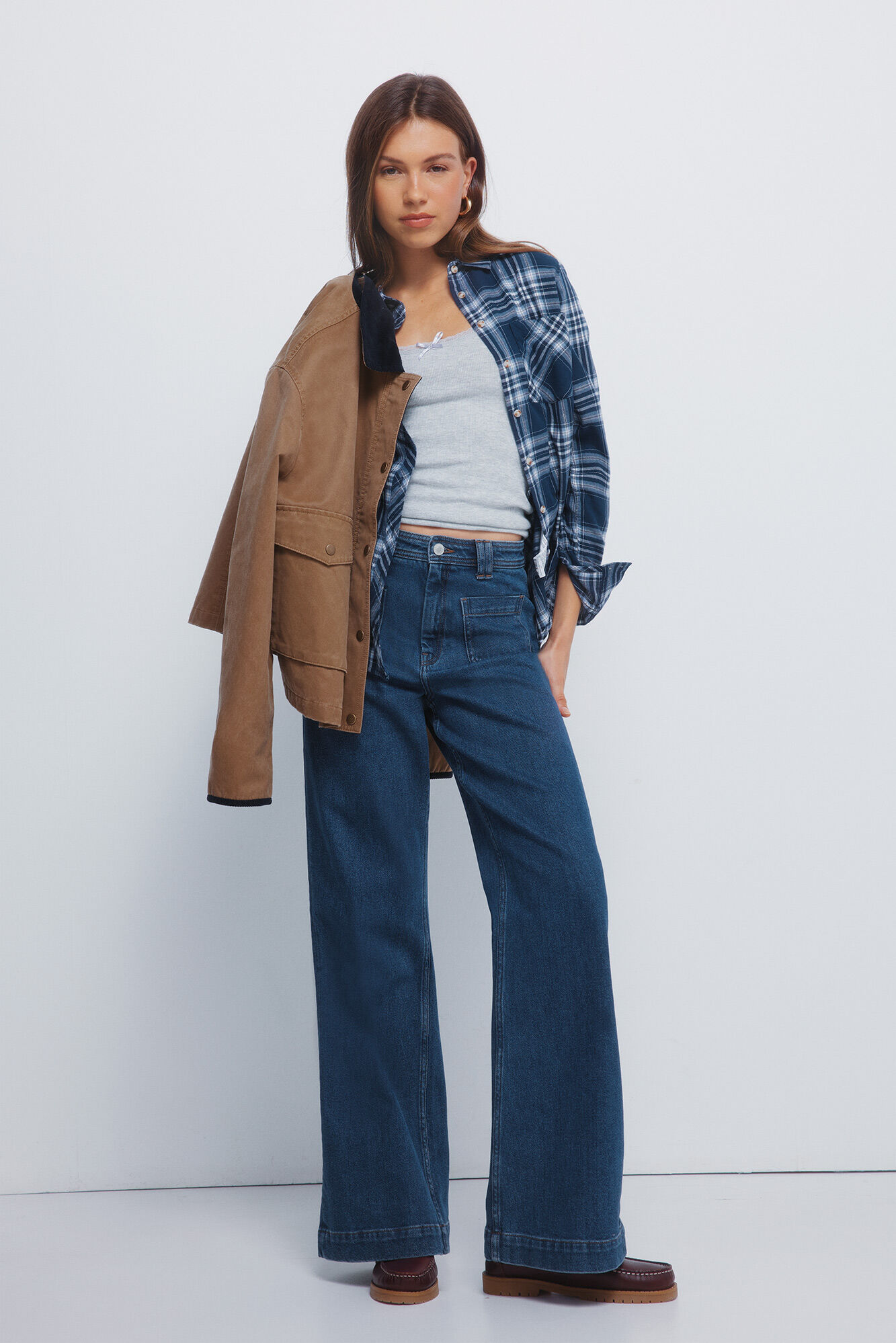 Springfield Camisa de cuadros de l&uacute;rex con bolsillo