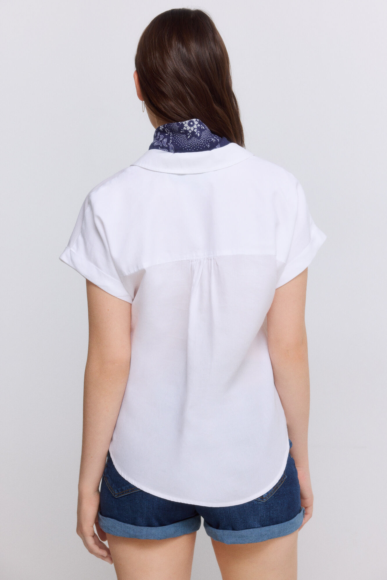 Springfield Blusa de cuello solapa natural