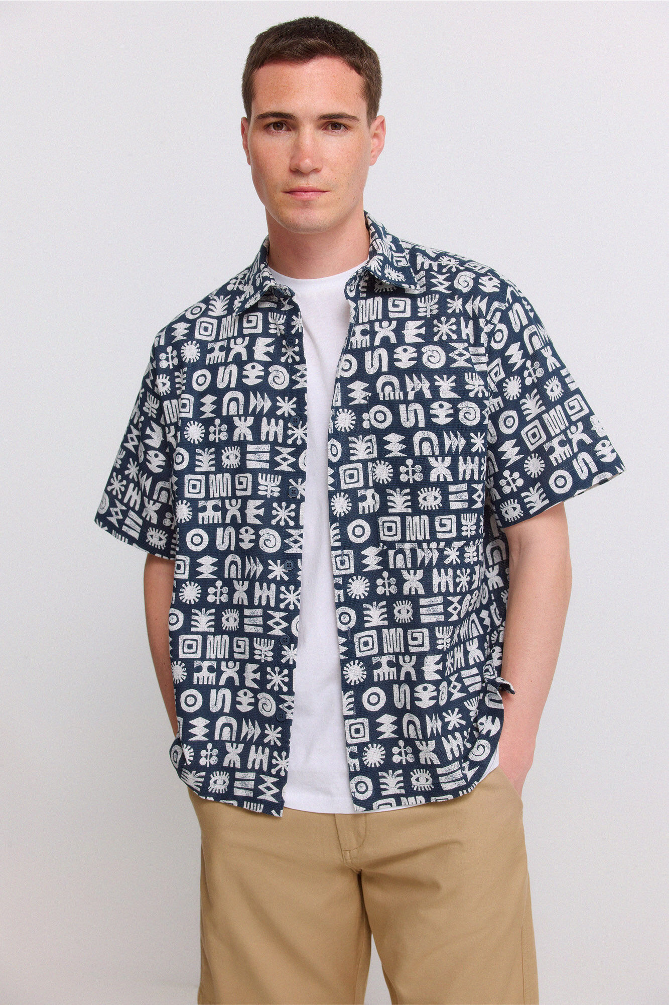 Springfield Camisa de manga corta con vuelta
