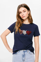 Springfield Playera Motivo Lentejuelas marino
