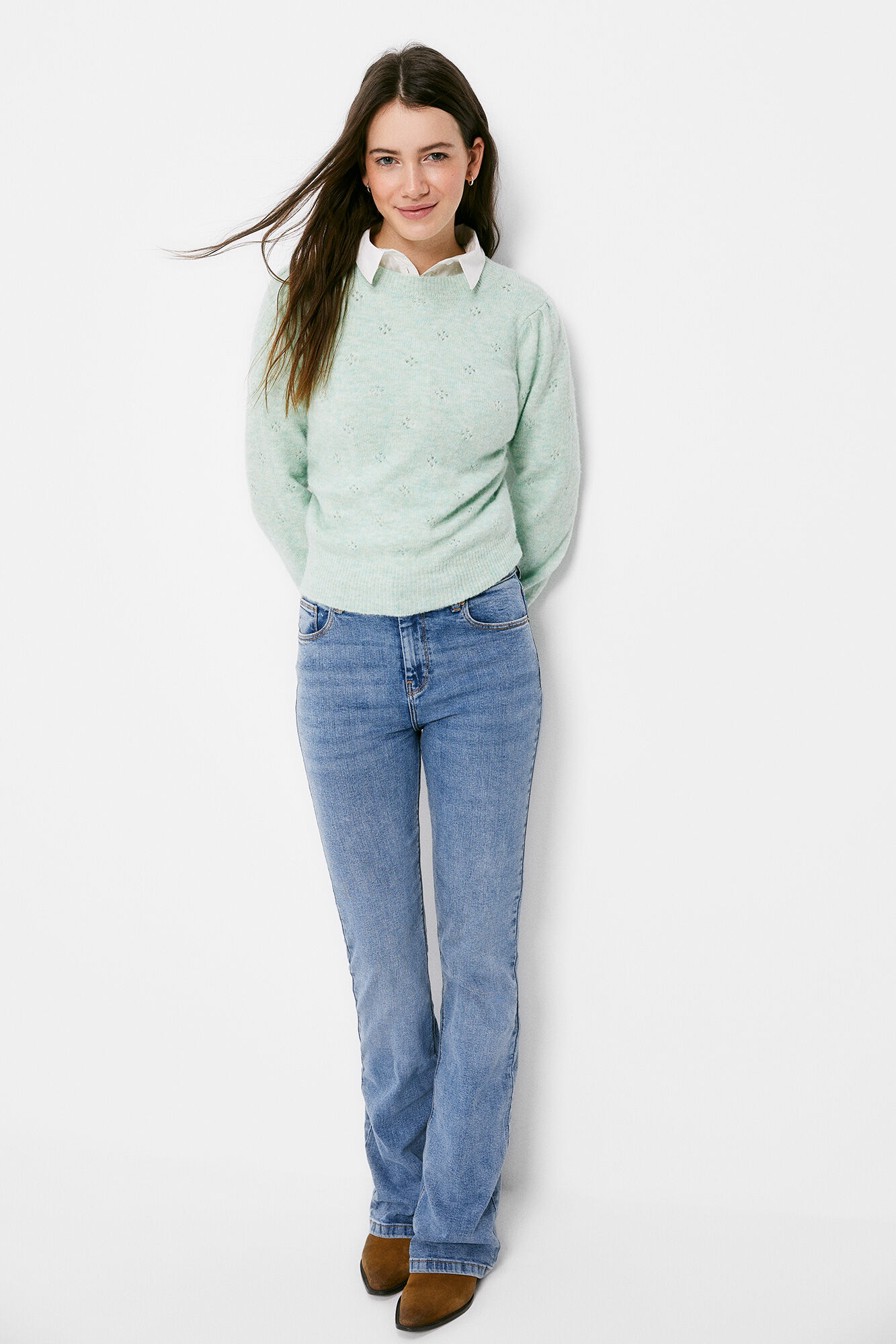 Springfield Su&eacute;ter Mini Calados Poli&eacute;ster Reciclado azul indigo