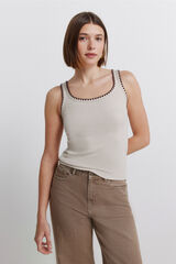 Springfield Playera nadadora bordada beige