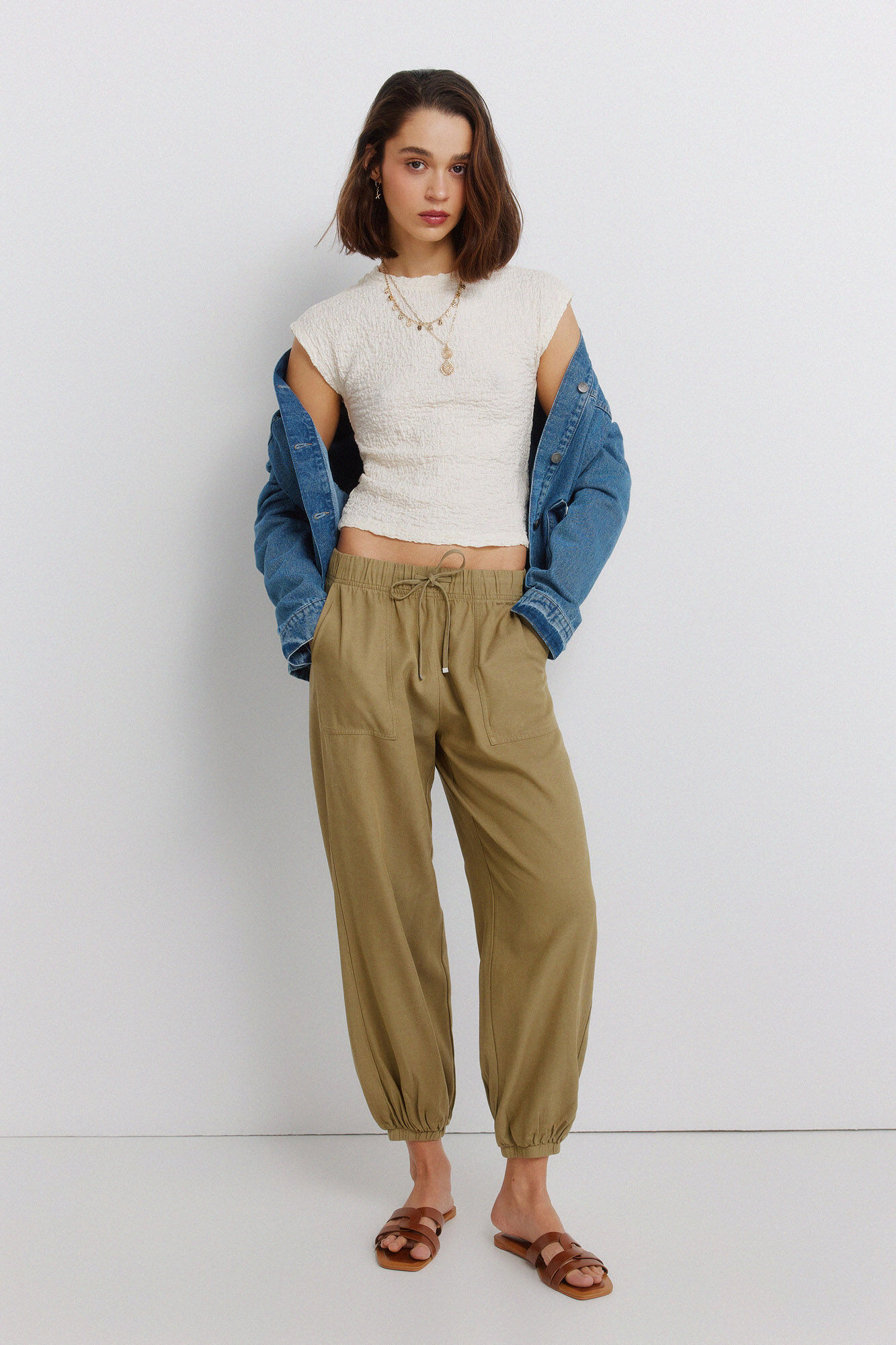 Springfield Playera manga larga con estructura beige