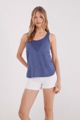 Springfield Playera tirantes escote crochet turquesa
