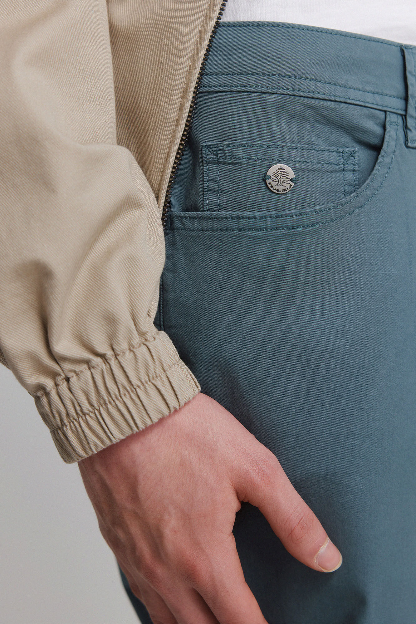 Springfield Pantal&oacute;n slim fit de 5 bolsillos lavado azul
