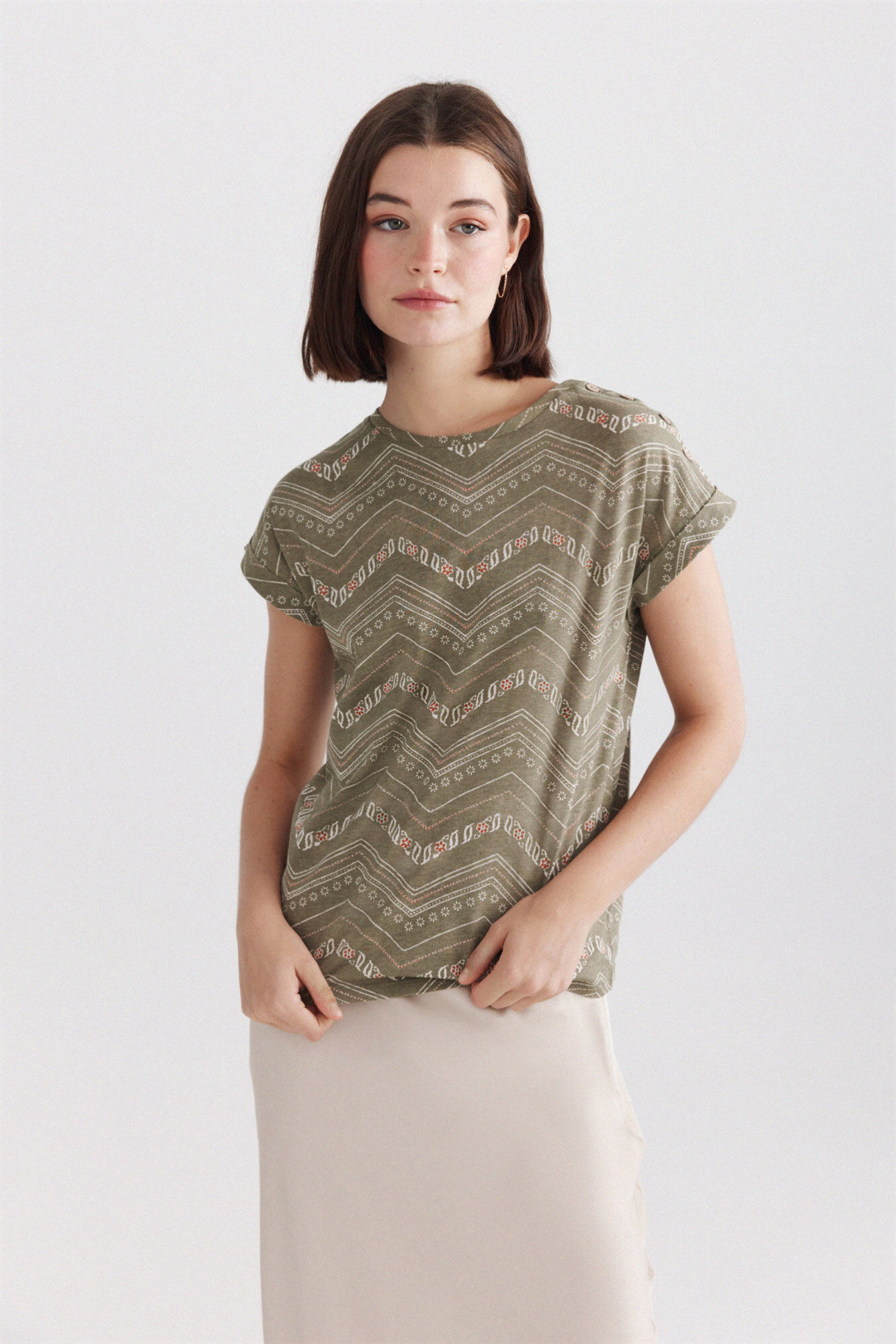 Springfield Playera estampada con botones